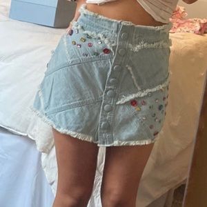 LoveShackFancy Cayde Mini Denim Skirt